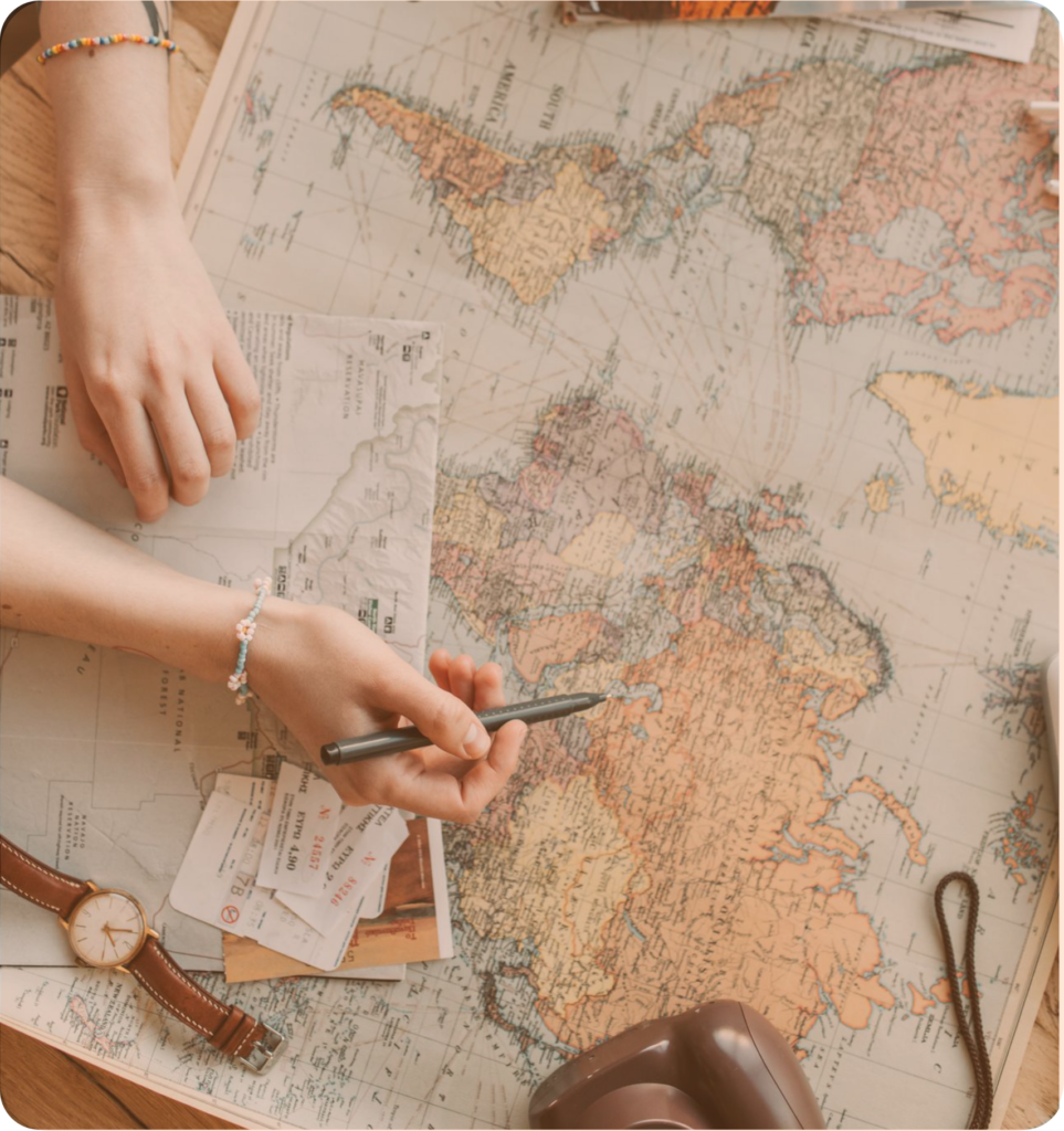 Hands upon map planning trip